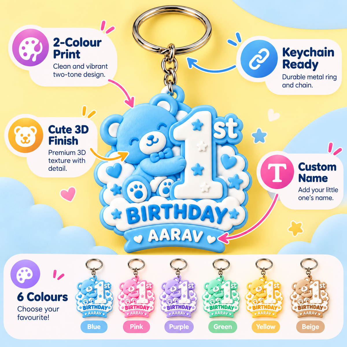 First Birthday Keychain