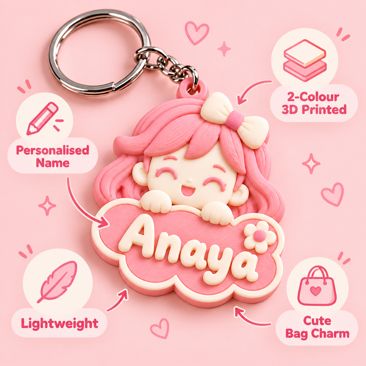 Cute Girl Keychain