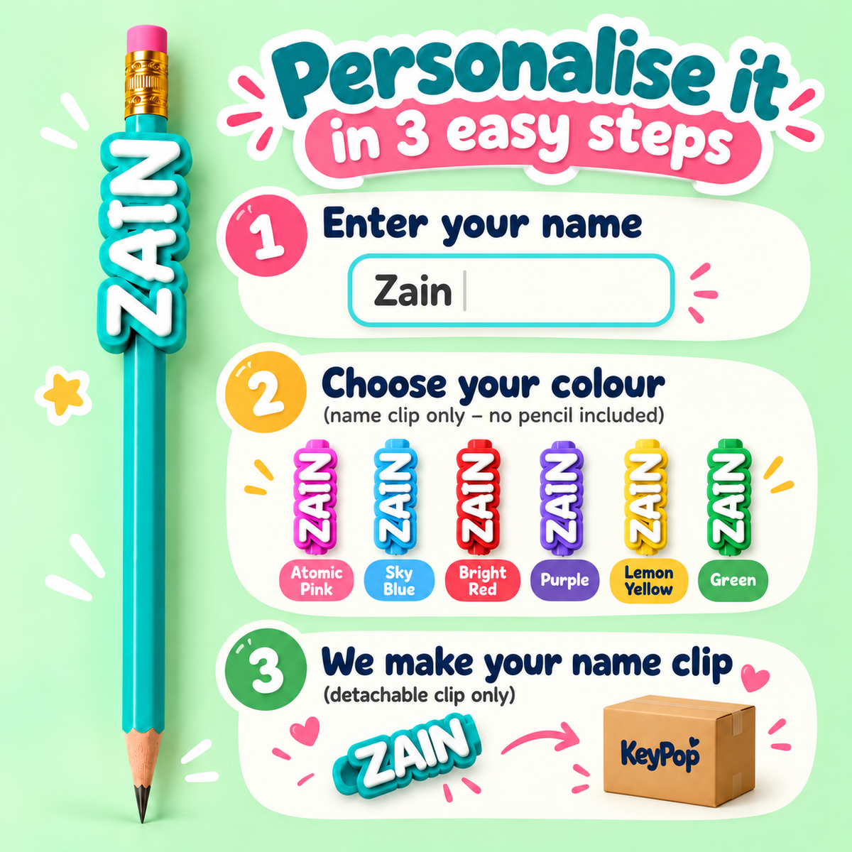 Personalised Pencil Clip